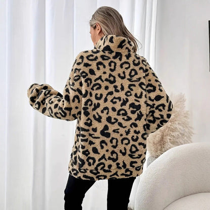 Women's fleece sweater - Leopard print