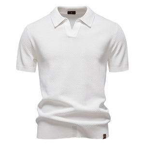 Struktureret poloshirt til mænd – Moderne, åndbart snit med elegant tekstur