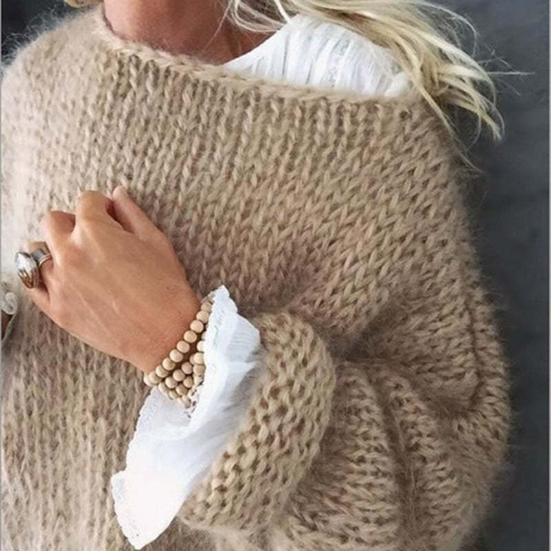 Pull Fluffy Élégant pour Femmes – Pull Oversize à Manches Longues Doux