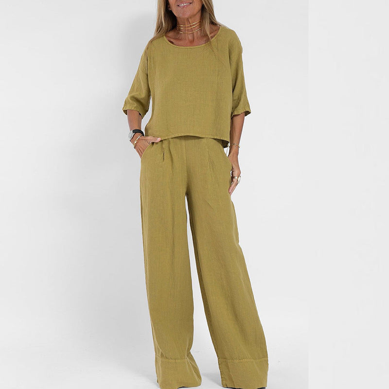Completo top e pantaloni larghi da donna – Leggero e moderno