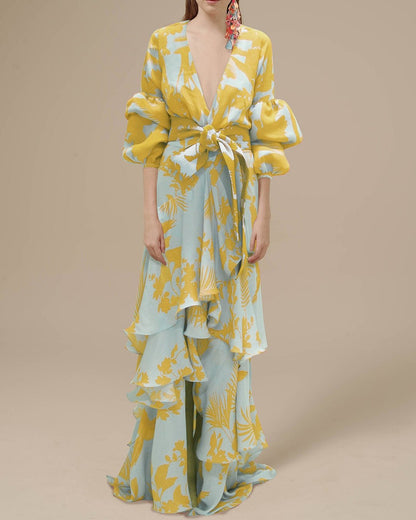 Robe maxi en chiffon imprimée femme – Fluide et habillée