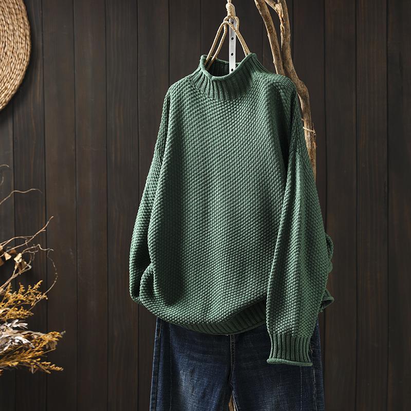 Pull Femme Oversize Tricoté Col Roulé Doux Élégant