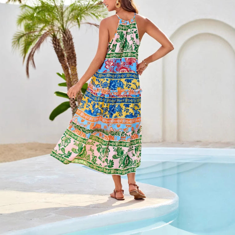 Robe bohème femme midi – Robe imprimée fluide au style boho chic pour l'été
