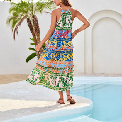 Robe bohème femme midi – Robe imprimée fluide au style boho chic pour l'été