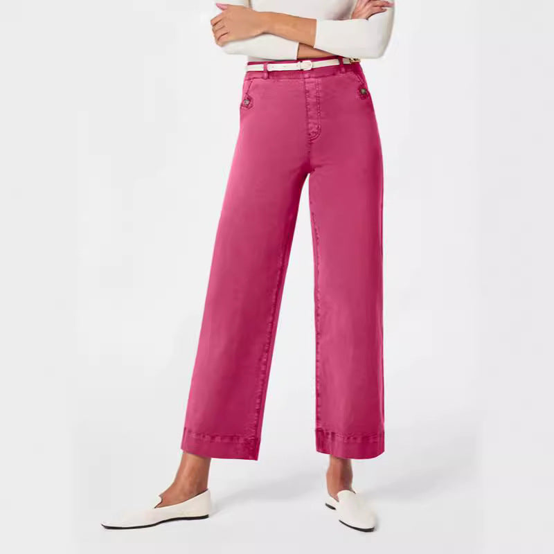 Pantalon Femme Taille Haute à Jambes Larges – Coupe Élégante et Confortable