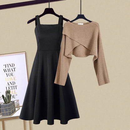 Ensemble femme robe sans manches et cardigan court - Elegant et doux