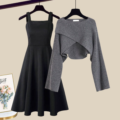 Ensemble femme robe sans manches et cardigan court - Elegant et doux