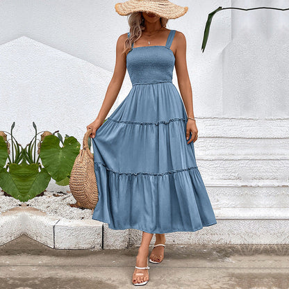 Robe d’été dos nu à volants – Robe femme fluide style vintage
