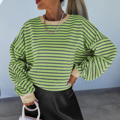 Sudadera de mujer a rayas de corte cuadrado – Informal y moderna