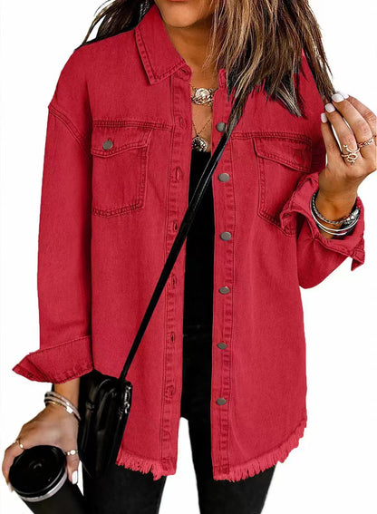 Veste en jean classique pour femme – Un modèle intemporel et décontracté, à boutons, idéal pour les superpositions au quotidien