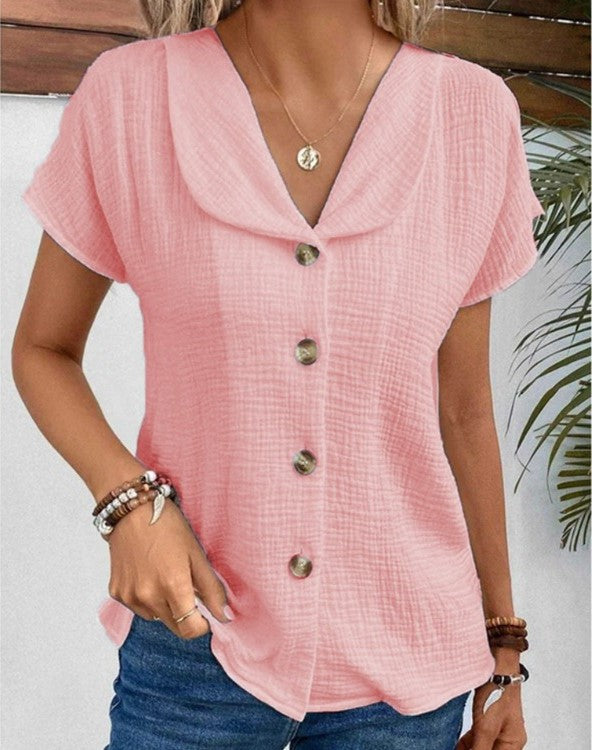 Chemisier léger élégant femmes col à revers boutonné – Confortable, polyvalent