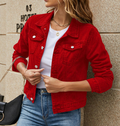 Veste Courte Élégante en Jean Femme – Boutonnée Style Décontracté Quotidien
