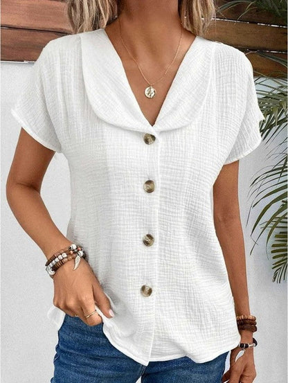 Chemisier léger élégant femmes col à revers boutonné – Confortable, polyvalent