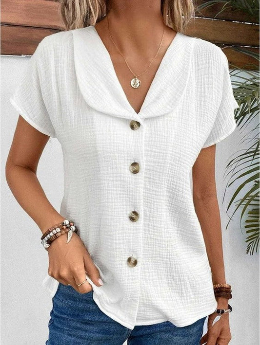 Chemisier léger élégant femmes col à revers boutonné – Confortable, polyvalent