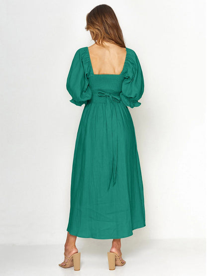 Robe longue femme à lien à la taille – Robe romantique élégante