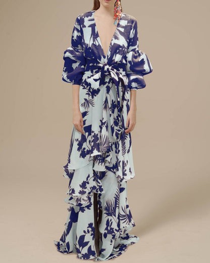 Robe maxi en chiffon imprimée femme – Fluide et habillée