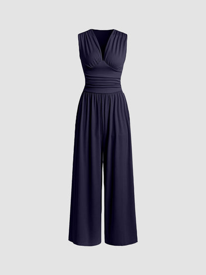Combinaison femme sans manches jambe large - Chic et fluide