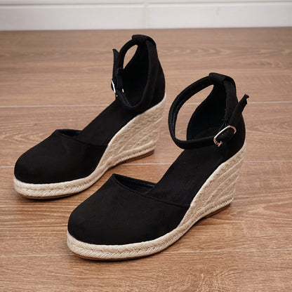 Sandales compensées femme – Espadrilles à talon avec bride à la cheville