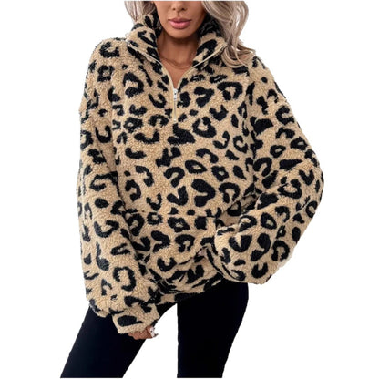 Women's fleece sweater - Leopard print