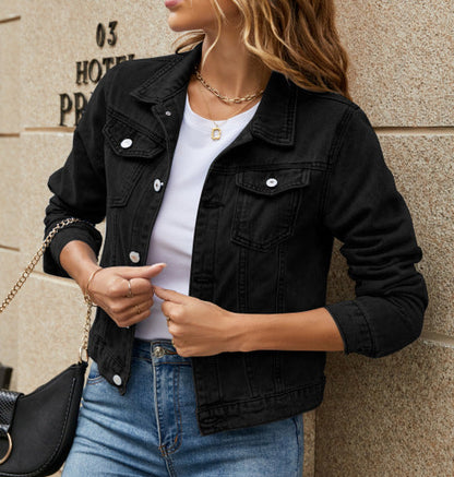 Veste Courte Élégante en Jean Femme – Boutonnée Style Décontracté Quotidien