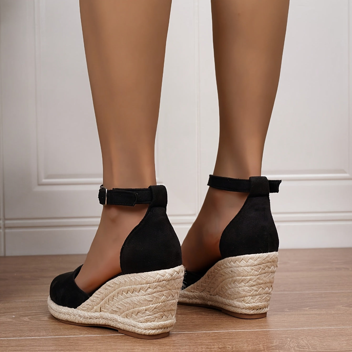 Sandales compensées femme – Espadrilles à talon avec bride à la cheville