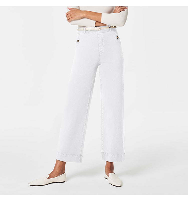 Pantalon Femme Taille Haute à Jambes Larges – Coupe Élégante et Confortable