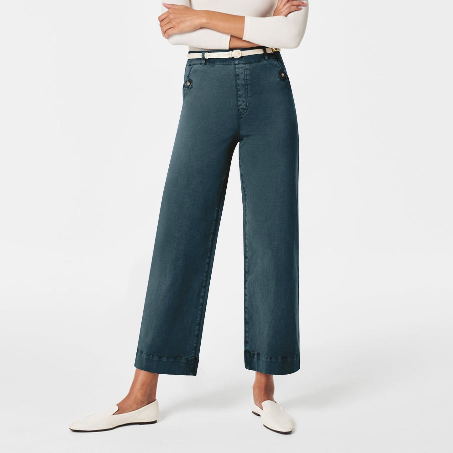 Pantalon Femme Taille Haute à Jambes Larges – Coupe Élégante et Confortable