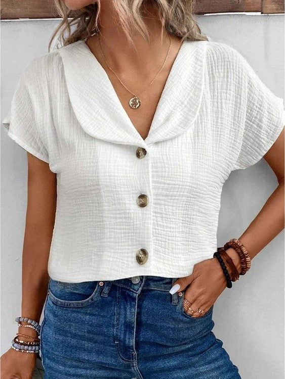 Chemisier léger élégant femmes col à revers boutonné – Confortable, polyvalent