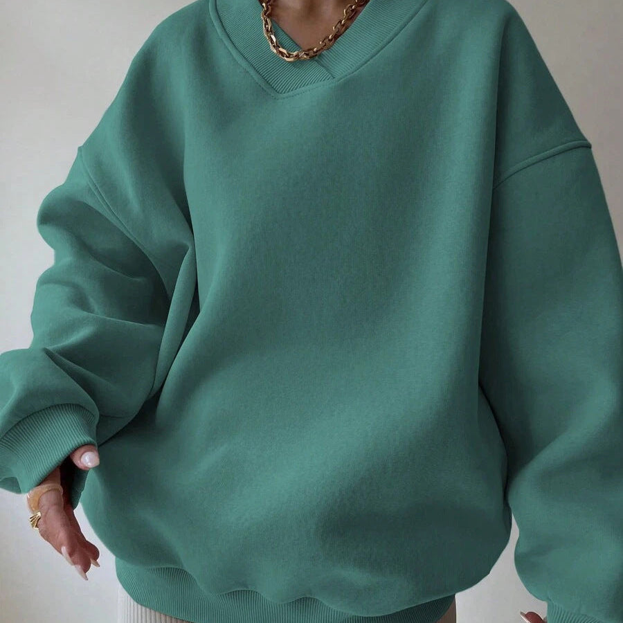 Pull Femme à Col Rond Manches Longues Couleur Unie