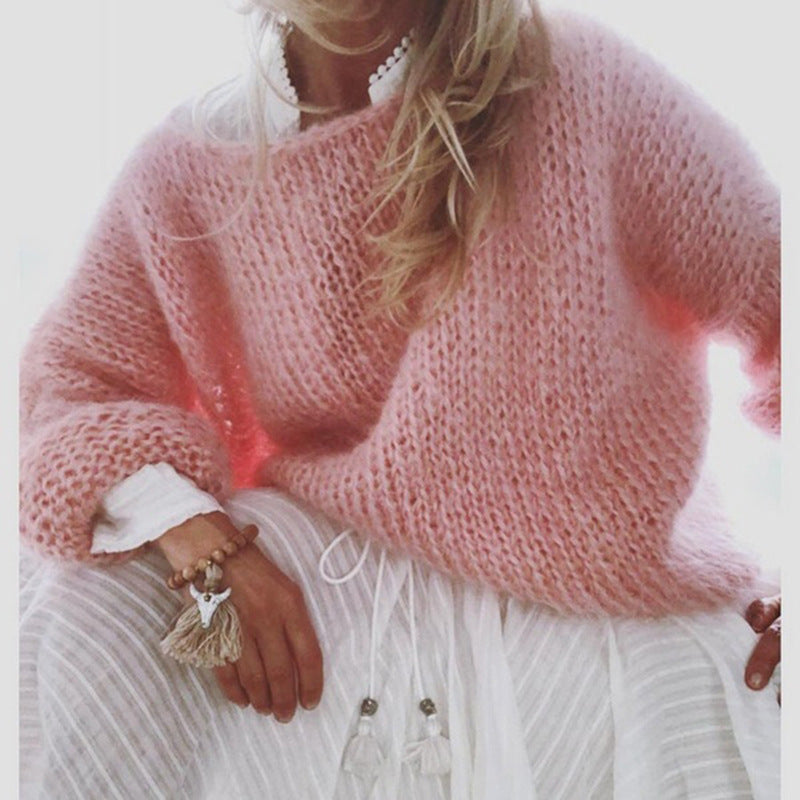 Pull Fluffy Élégant pour Femmes – Pull Oversize à Manches Longues Doux