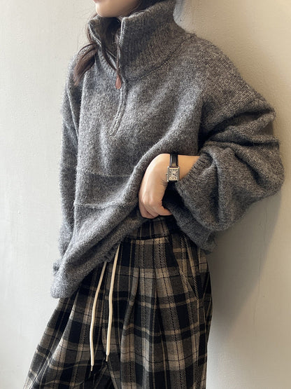 Pull femme doux à demi-zip et col montant – Casual et chaud