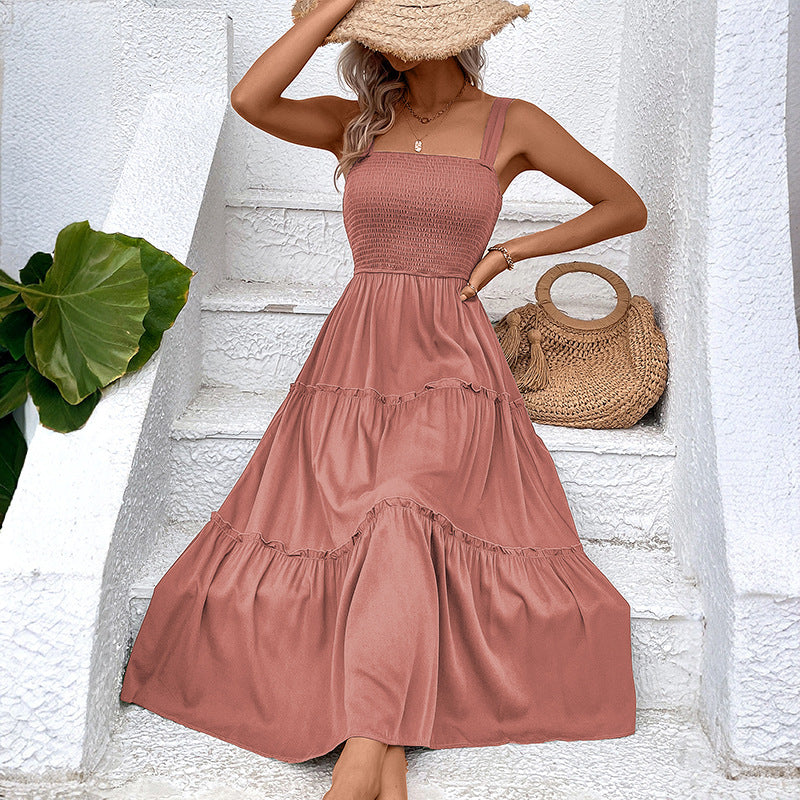 Robe d’été dos nu à volants – Robe femme fluide style vintage