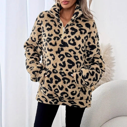 Women's fleece sweater - Leopard print
