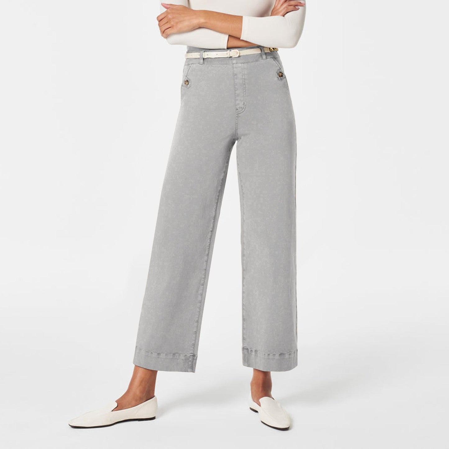 Pantalon Femme Taille Haute à Jambes Larges – Coupe Élégante et Confortable