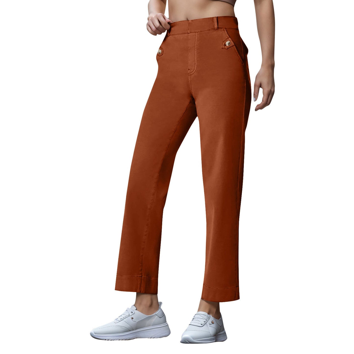 Pantalon Femme Taille Haute à Jambes Larges – Coupe Élégante et Confortable