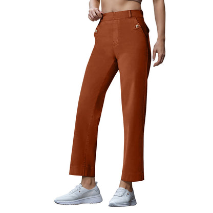 Pantalon Femme Taille Haute à Jambes Larges – Coupe Élégante et Confortable