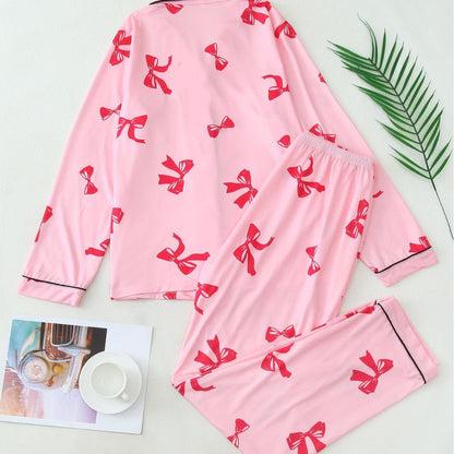 Pyjama Femme Manches Longues – Chemise Boutonnée Motif Rubanst