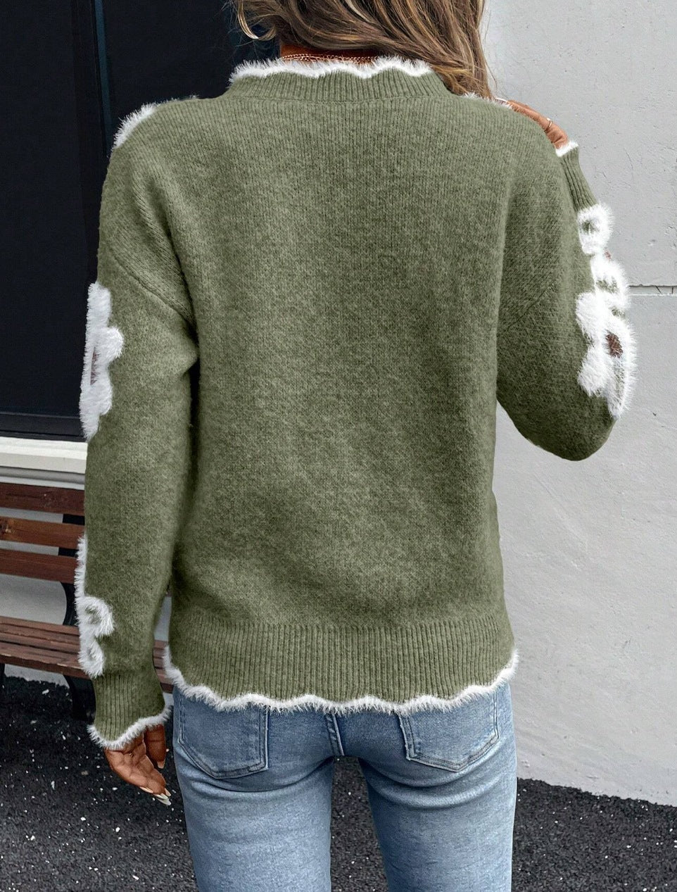 Pull Femme en Maille Fleurie – Style Doux Confortable Élégant au Quotidien