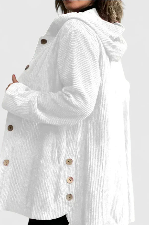 Veste à Capuche en Côtelé pour Femme – Manteau Décontracté Premium à Coupe Relax