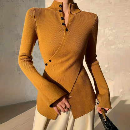 Pull cache-cœur à col montant pour femme