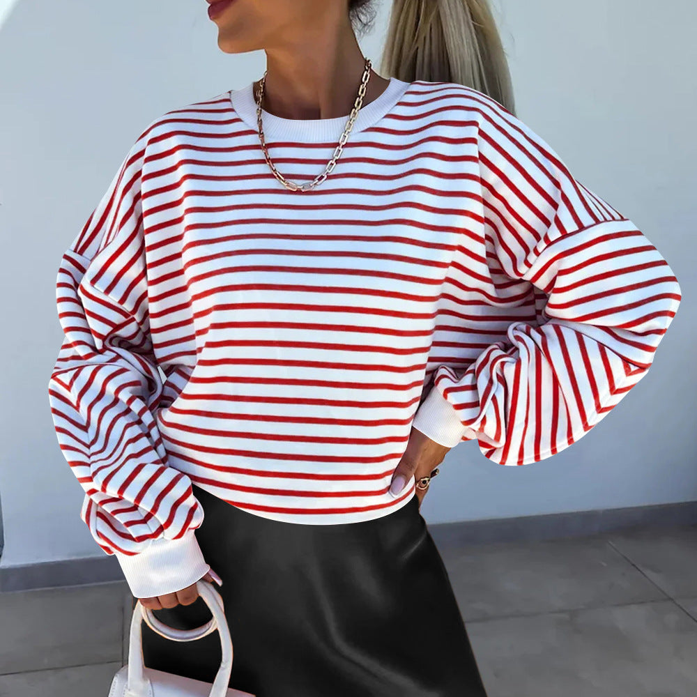 Sudadera de mujer a rayas de corte cuadrado – Informal y moderna