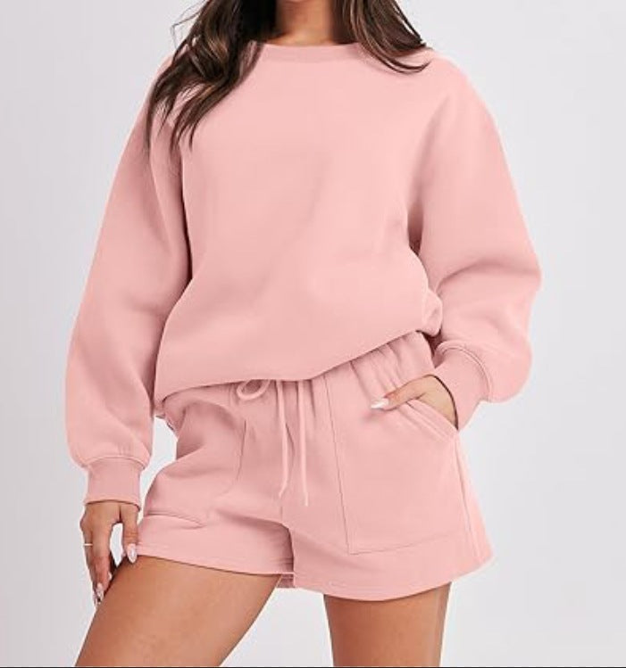 Ensemble Sportif Décontracté pour Femme – Sweatshirt Stylé et Short Confortable