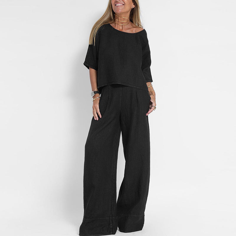 Completo top e pantaloni larghi da donna – Leggero e moderno