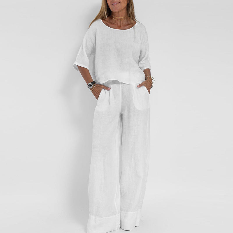 Completo top e pantaloni larghi da donna – Leggero e moderno