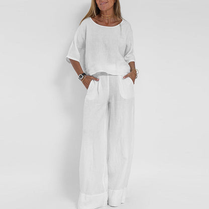 Completo top e pantaloni larghi da donna – Leggero e moderno