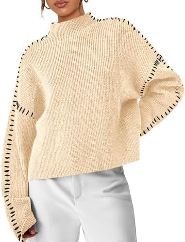 Pull court femme col montant en maille - Moderne et doux