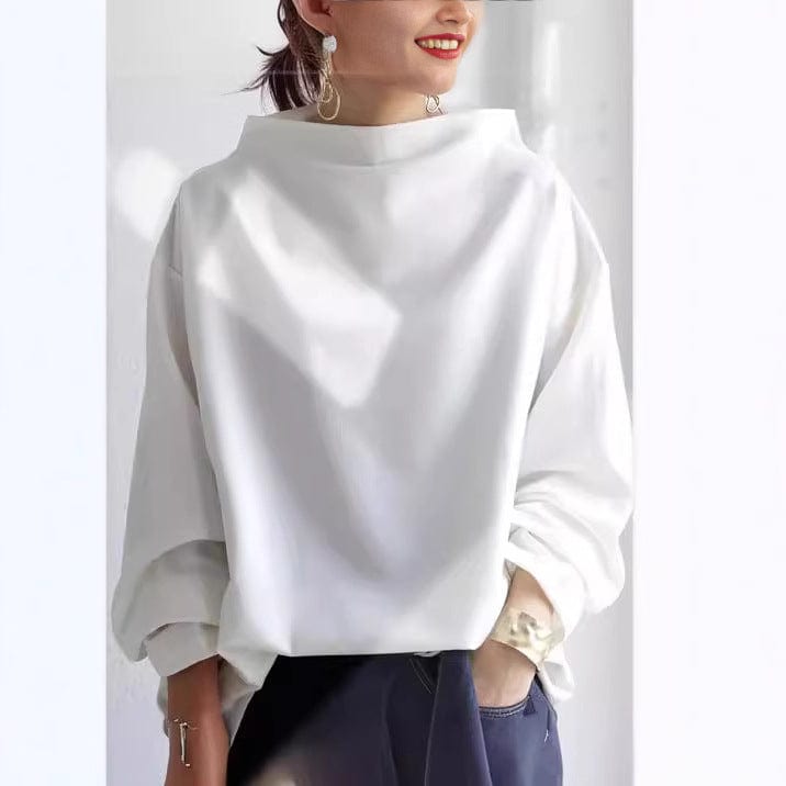Haut en tricot doux à col montant pour femme