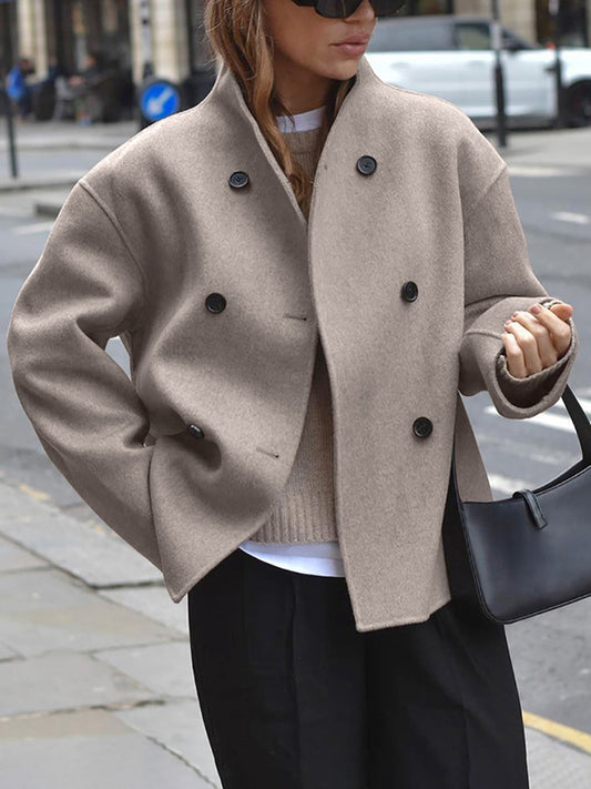 Veste Large Boutonnée pour Femme – Veste à Col Montant Tendance