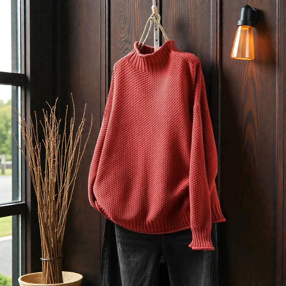 Pull Col Roulé Côtelé Élégant Femme – Maille Épaisse à Manches Longues