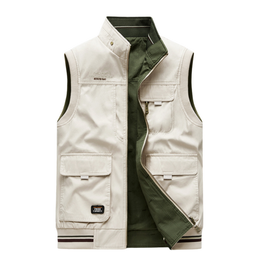 Reversible Cotton Vest for Men – Luxury Outdoor Vest with Multiple Pockets